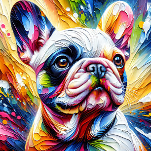Puzzle Chien-taureaux français blanc acrylique   Coloré