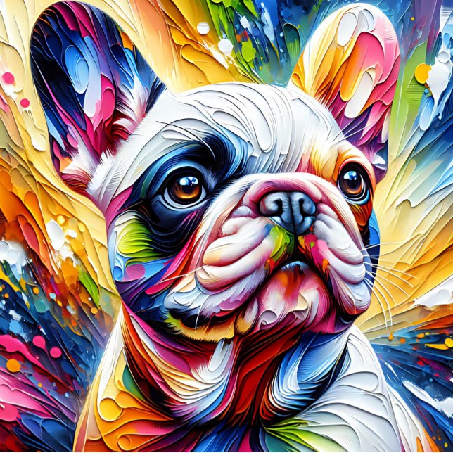Puzzle Chien-taureaux français blanc acrylique | Coloré (Créateur téléchargé)