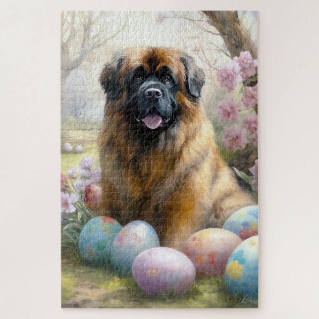 Puzzle Chien tibétain mastiff avec oeufs de Pâques vacanc (Vertical)