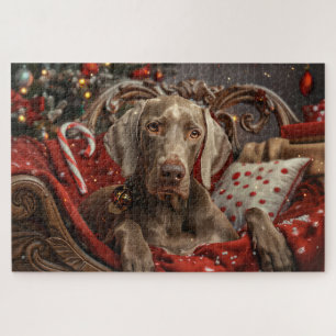 Puzzle Chien Weimaraner Noël Fête