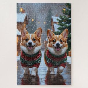 Puzzle Chiens Corgi Noël Hiver Fêtes