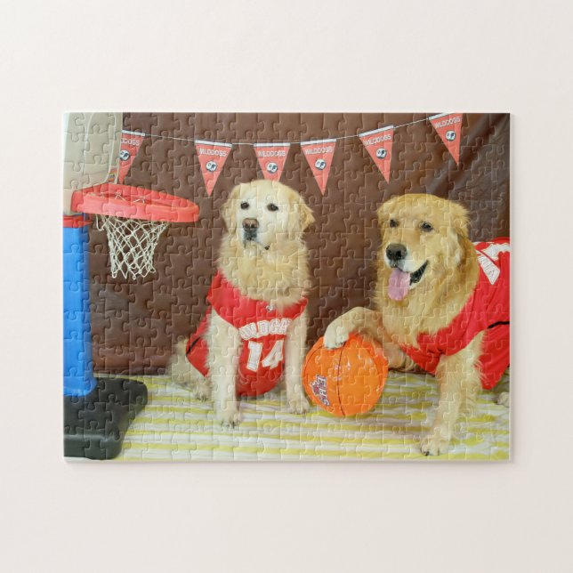Puzzle Chiens d'arrêt d'or jouant au basket-ball (Horizontal)