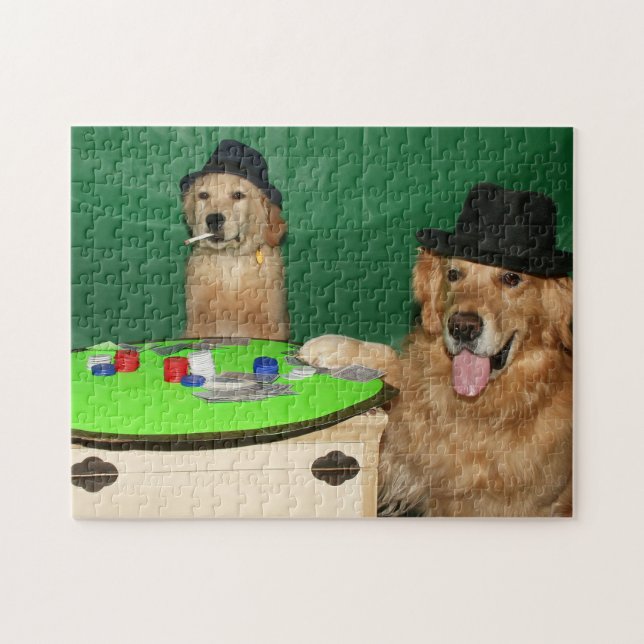 Puzzle Chiens d'arrêt d'or jouant au poker (Horizontal)