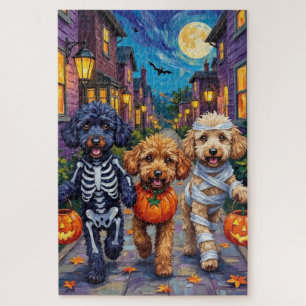 Puzzle Chiens de caniche Costumes d'Halloween à la traîne