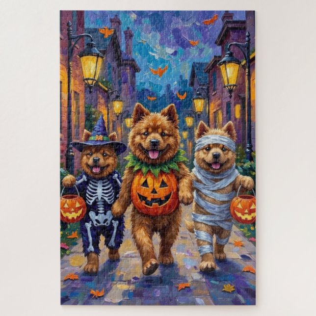 Puzzle Chiens de Chow Chow Trick or Treating Halloween Co (Vertical)