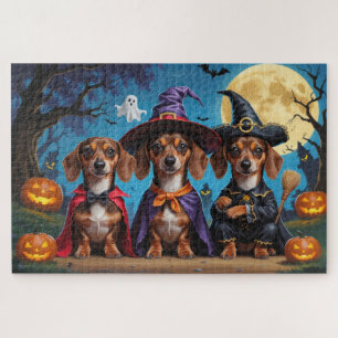 Puzzle Chiens de Dachshund Citrouille Halloween drôle