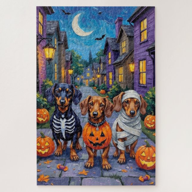 Puzzle Chiens de Dachshund Trick-or-Treating en Halloween (Vertical)