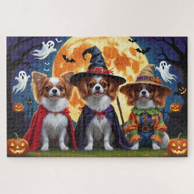 Puzzle Chiens de Papillon Citrouille Halloween Funny (Horizontal)