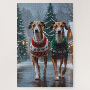 Puzzle Chiens Greyhound Noël Neige Fêtes