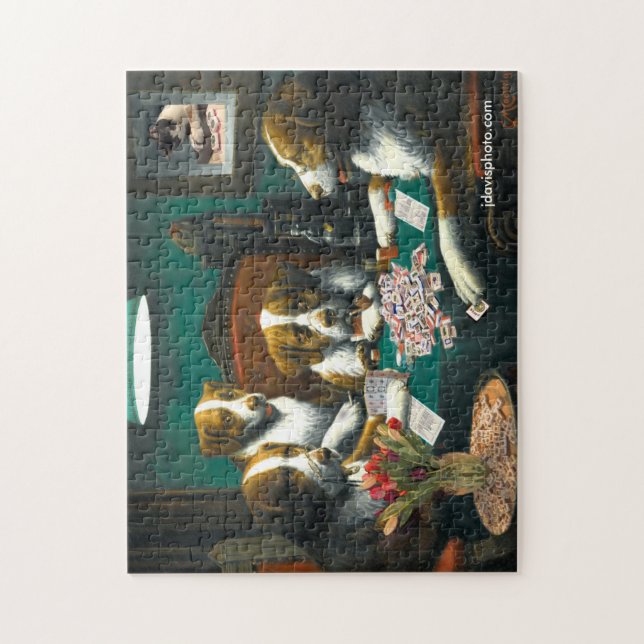 Puzzle Chiens jouant l'heure-milliampère Jongg (Vertical)