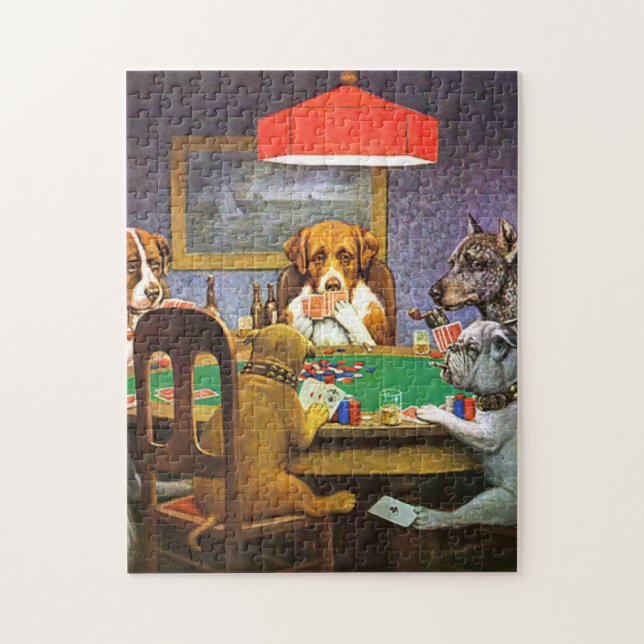 Puzzle Chiens Jouer Poker Un Ami Dans Le Besoin (Vertical)