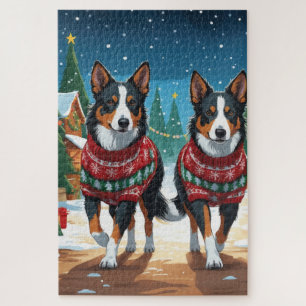Puzzle Chiens Kelpie Australiens Noël Neige Vacances