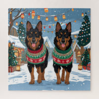 Chiens Malinois Belges Noël Neige Vacances