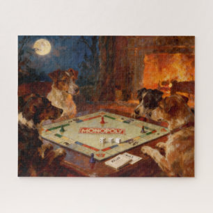 Puzzle Chiens mignons drôles jouant à un jeu de société