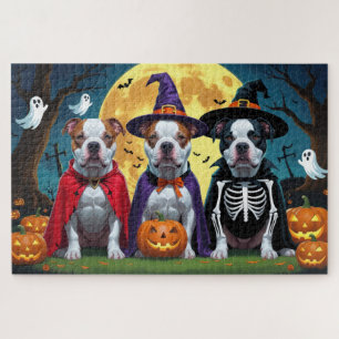 Puzzle Chiens Pitbull Citrouille Halloween Drôle