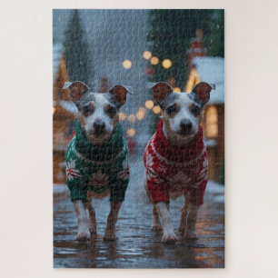 Puzzle Chiens Rat Terrier Noël Neige Fêtes
