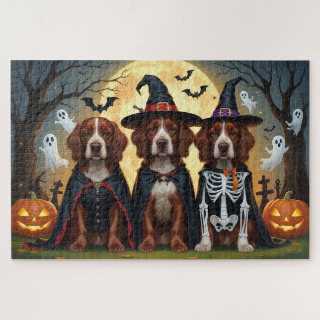 Puzzle Chiens rouges irlandais Citrouille Halloween Funny (Horizontal)