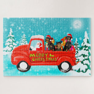 Puzzle Chiens teckel camion de livraison de Noël de Santa