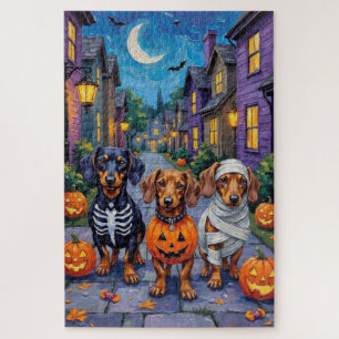 Puzzle Chiens teckel faisant un tour de maisons pour Hall