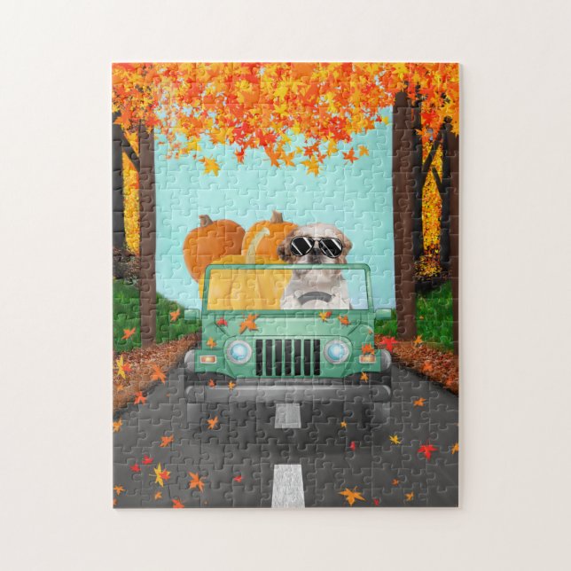 Puzzle Chih Tzu Citrouille Automne  (Vertical)