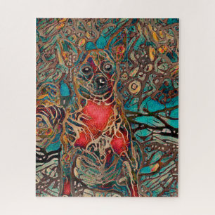 Puzzle Chihuahua Art Turquoise Portrait Brown de chien