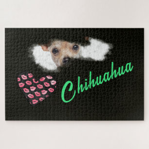 Puzzle Chihuahua aux yeux à courte distance couleur solid