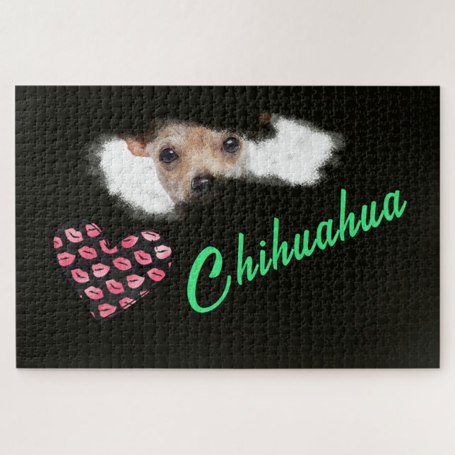 Puzzle Chihuahua aux yeux à courte distance couleur solid (Horizontal)
