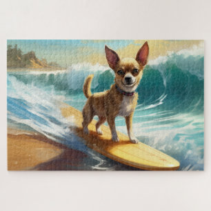 Puzzle Chihuahua Beach Surf Peinture