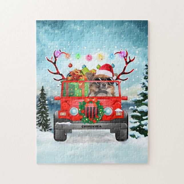 Puzzle Chihuahua chien avec cadeaux de Noël (Vertical)