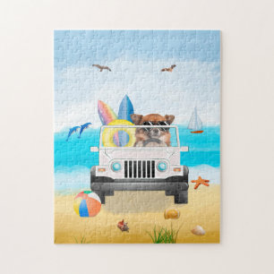 Puzzle Chihuahua Chien conduisant sur la plage