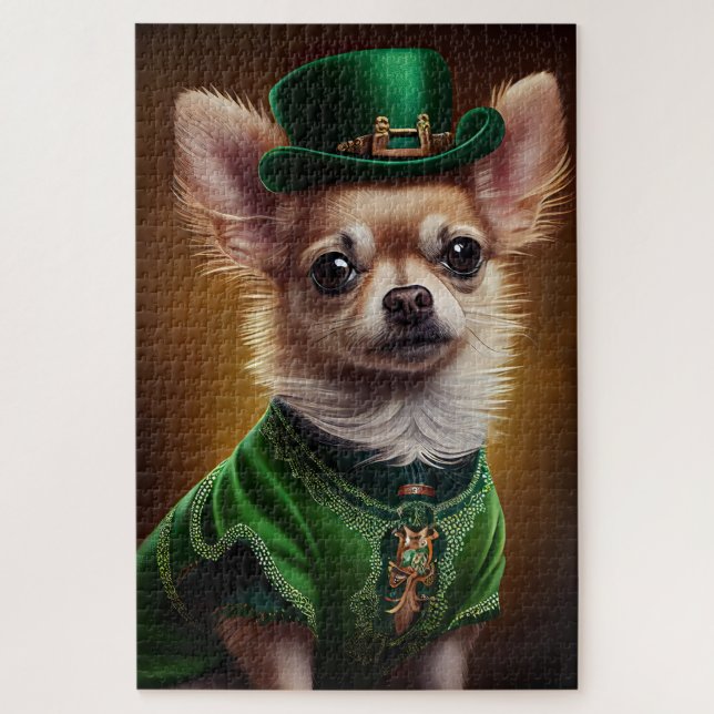 Puzzle Chihuahua Chien en robe de la Saint Patrick (Vertical)