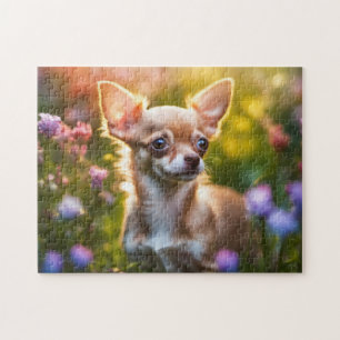 Puzzle Chihuahua Chiuppy in Flower Field