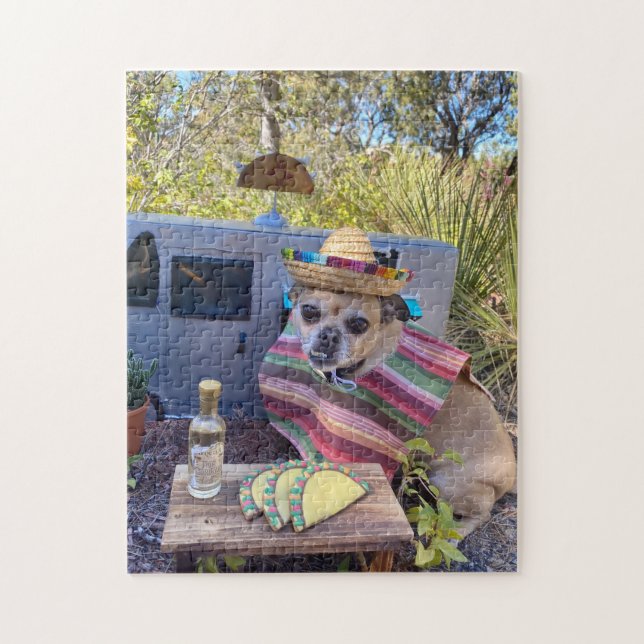 Puzzle Chihuahua portant des tacos de sombrero (Vertical)