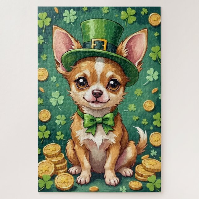 Puzzle Chihuahua St Patrick’s Day Cute Lucky Dog (Vertical)