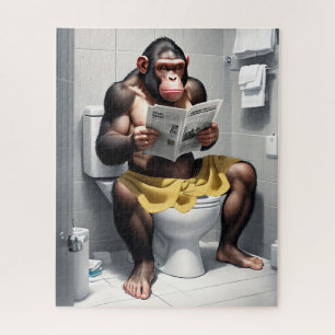 Puzzle Chimp Drôle Sur Toilettes