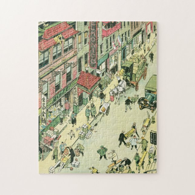 Puzzle Chinatown NY Manhattan scène de rue Tony Sarg (Vertical)