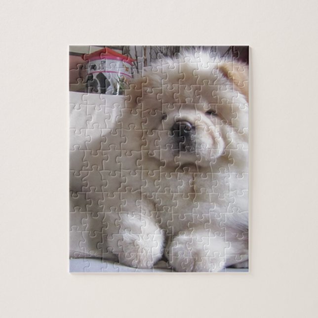 Puzzle Chiot blanc de bouffe de bouffe de souffle crème (Vertical)