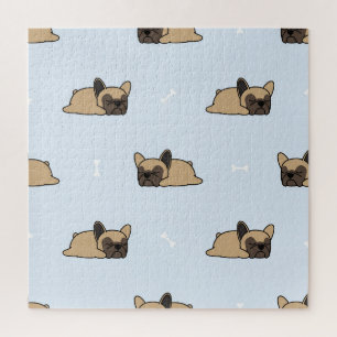 Puzzle chiot bouledogue français, mignon motif de sommeil