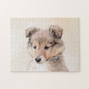 Puzzle Chiot de chien de berger de Shetland peignant