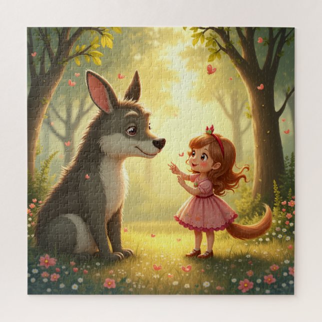 Puzzle Chiot, petite fille, conte de fées (Vertical)