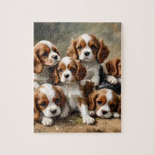 Puzzle Chiots Espagnols Brown Et Blancs,