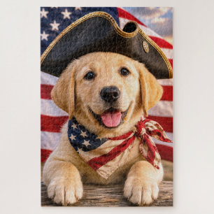 Puzzle Chiots Labrador Retriever portant un tricorne