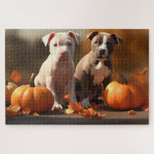 Puzzle Chiots Pitbull Délice d'Automne Citrouille 