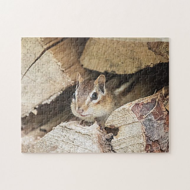 Puzzle Chipmunk dans une pile de bois (Horizontal)