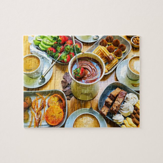 Puzzle Chocolat Fondue Café Fraise Dessert (Horizontal)