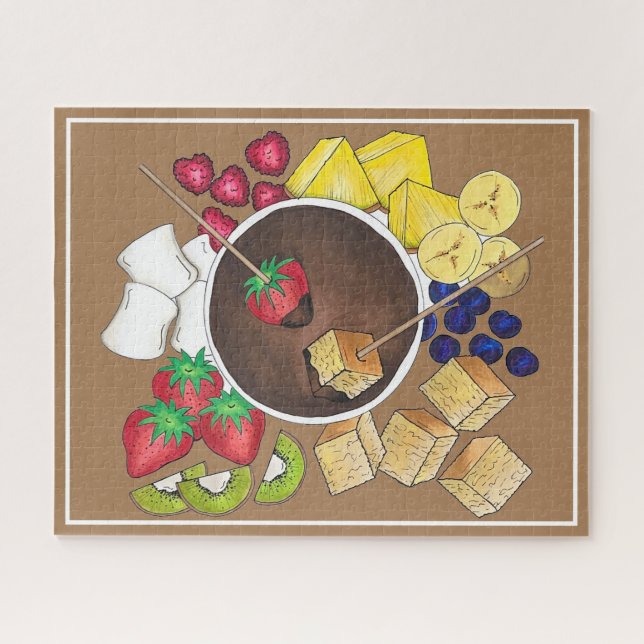 Puzzle Chocolat Fondue Pot Rétro Dessert Alimentation Fru (Horizontal)