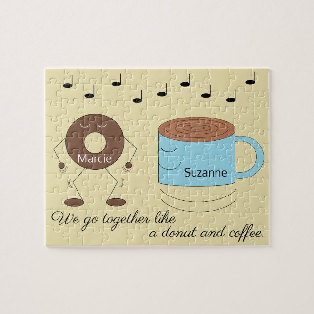 Puzzle Chocolat Frosted Donut & Coffee Mug Danser : (Horizontal)
