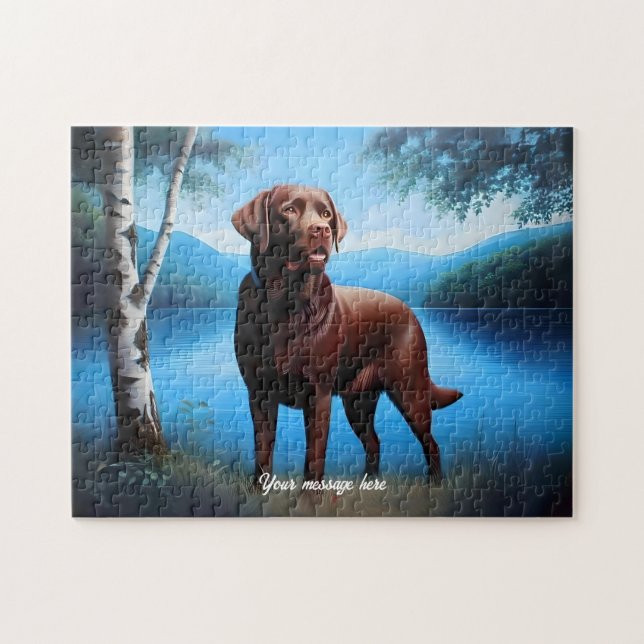 Puzzle Chocolat Labrador et Blue Lake (Horizontal)