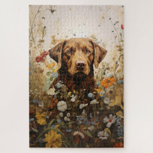 Puzzle Chocolat Labrador et fleur sauvage