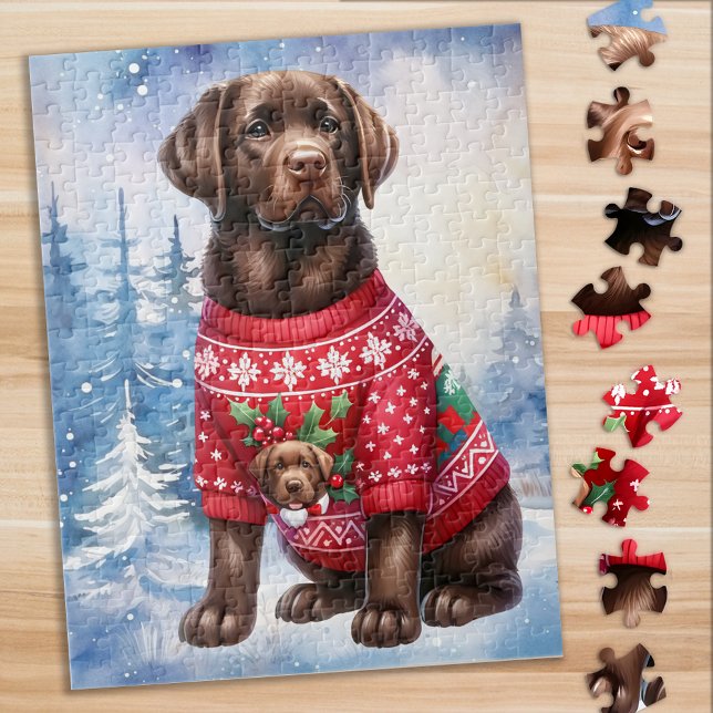 Puzzle Chocolat Labrador Retriever Chien chiot Noël (Créateur téléchargé)